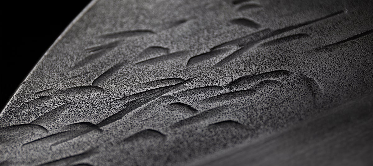 Macro of the hammered forge finish on the blade