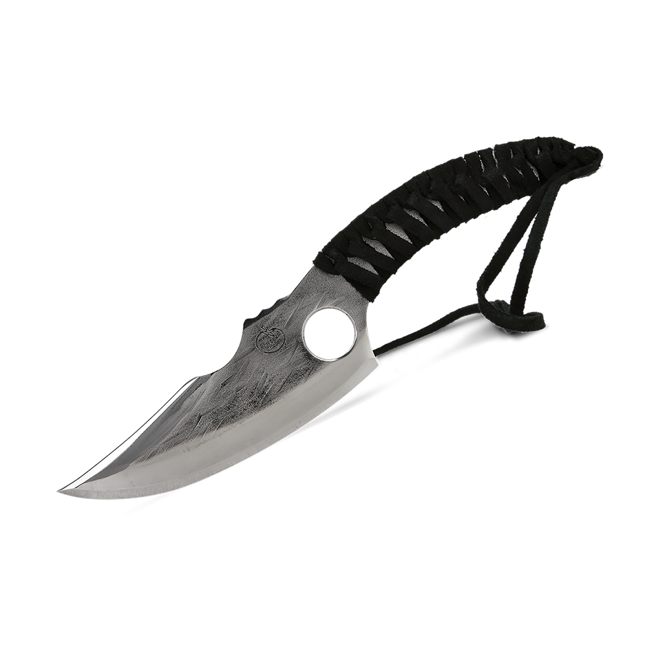 The Predator Knife by Almazan Kitchen with leather-wrapped handle